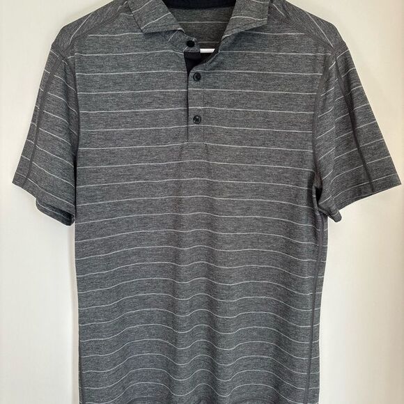 Lululemon Men’s Evolution gray heathered stripped golf polo size medium - EUC! - Picture 3 of 12